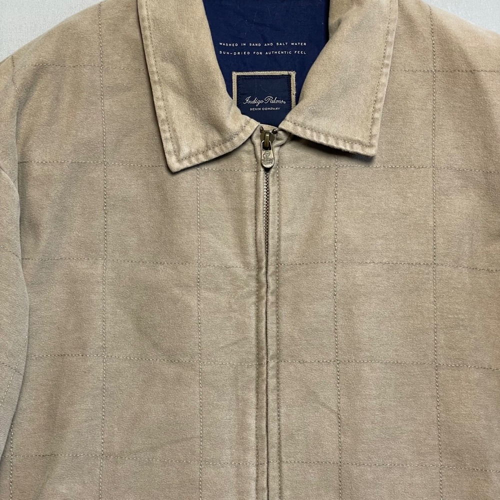 Indigo Palms Denim Company Men's Tan Windowpane Check Barn Jacket Size Large - Picture 2 of 10